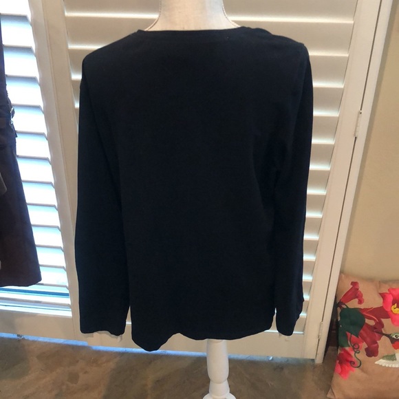 Marina Rinaldi black pullover top. Nice white detailing at neck and cuff. Classy - Picture 5 of 9